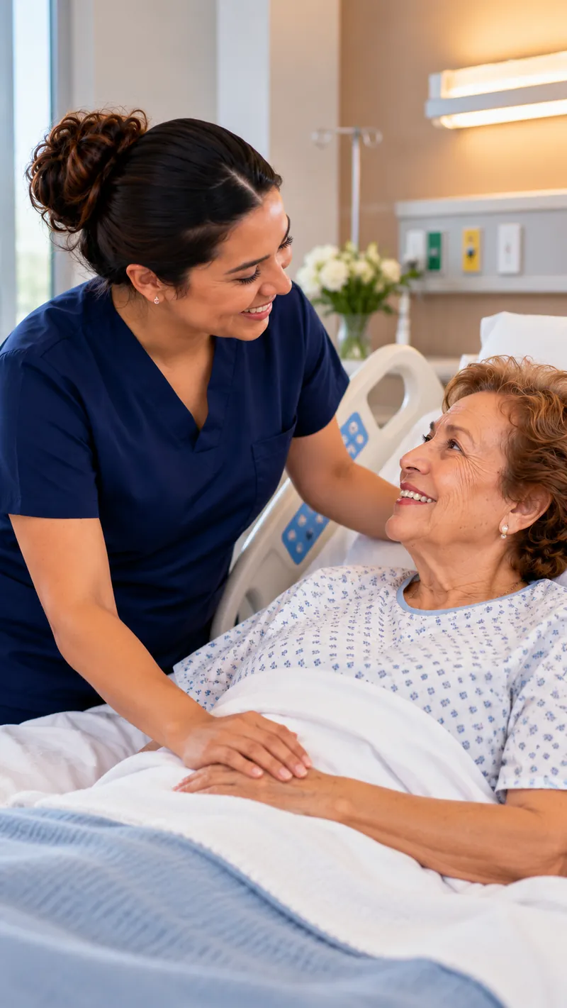 Nurse with a patient in the hospital